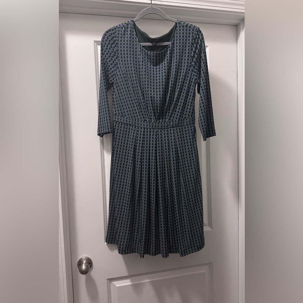 Brooks Brothers Navy Geometric Long Sleeve Dress